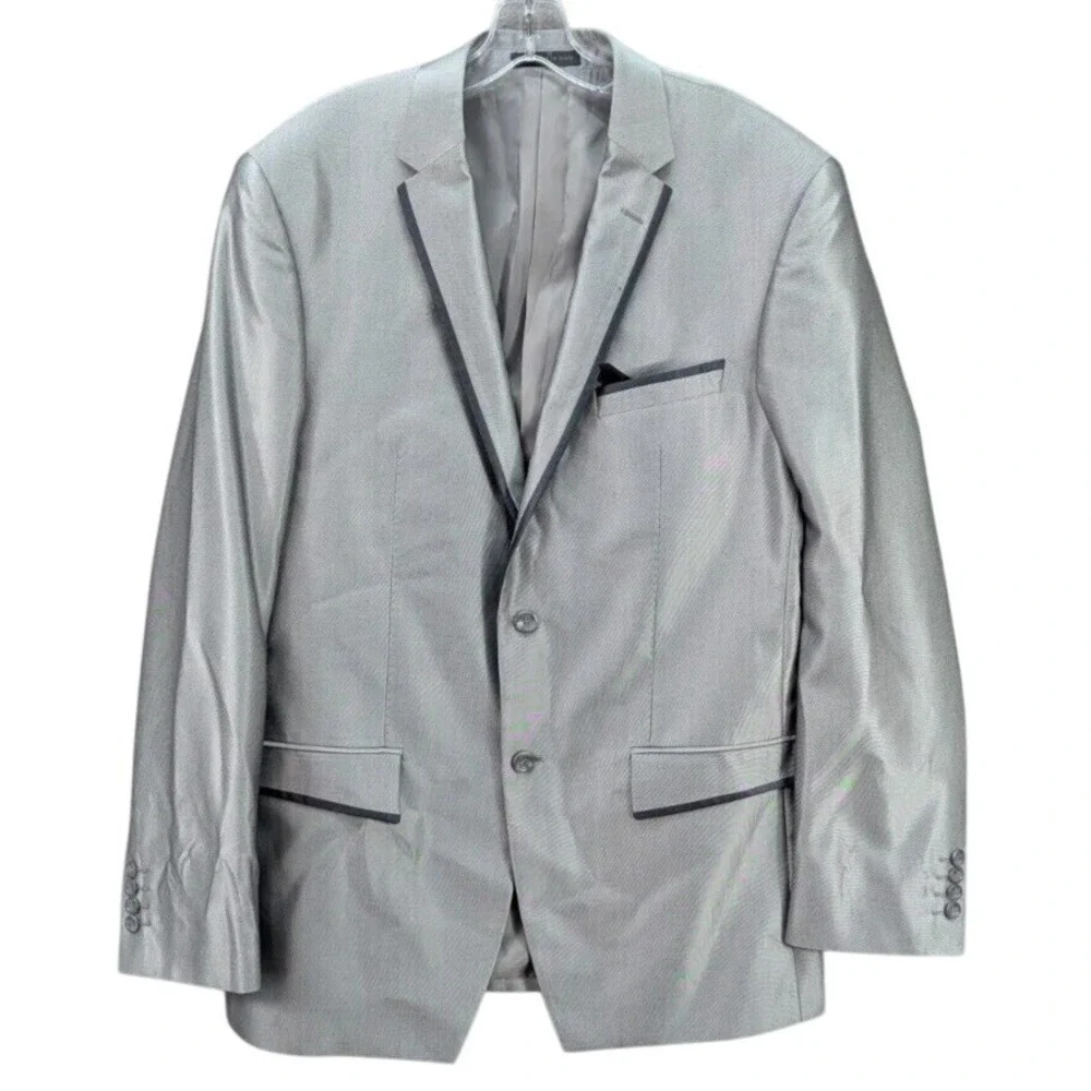 Vinci Sport Coat Blazer Mens Silver Two Button Rayon Blend Formal Wedding Sz 44L